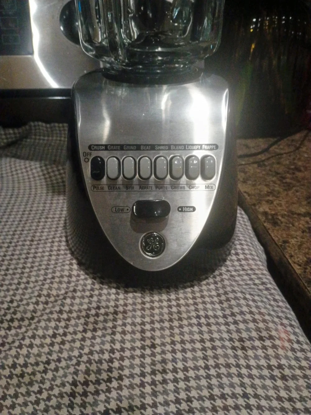 Stainless Steel and Black Countertop Blender - Glass Pitcher